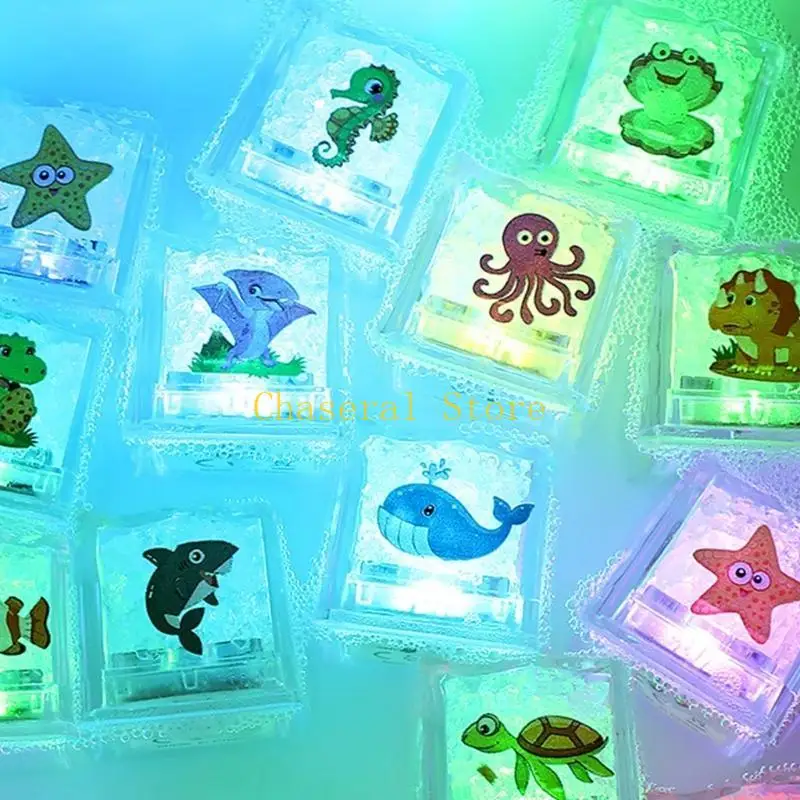 E7CE Waterproof Light Up Ice Block Safe Plastic Block Toy For Toddler Bath Time 12pcs