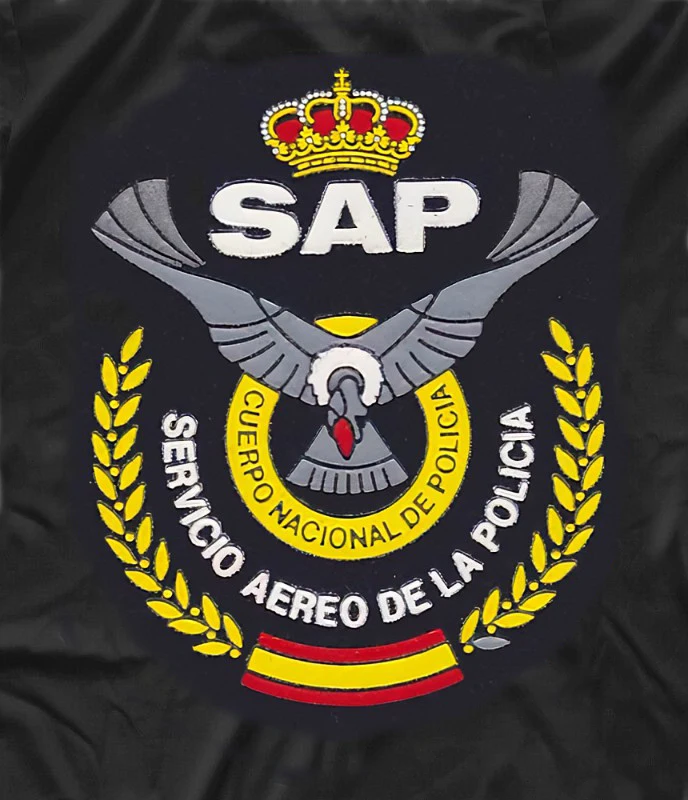 Camiseta SAP Insignias Policia Nacional Española, 100% Algodón, De Alta Calidad, Casual Top