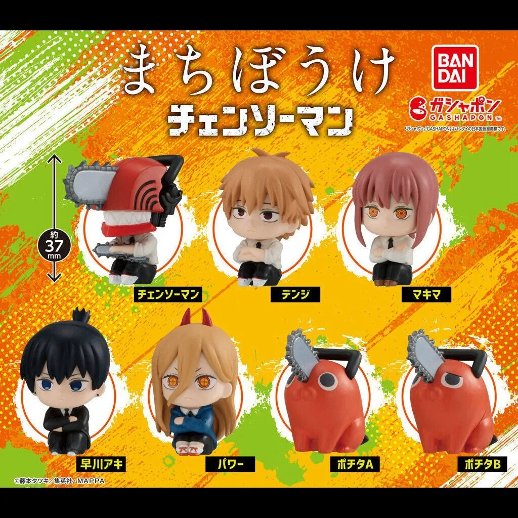 Bandai Action 7pcs/set Genuine Capsule Anime Chainsaw Man Cute Makima Hayakawa Aki Pochita Power Denji Figure Doll Toys Gifts