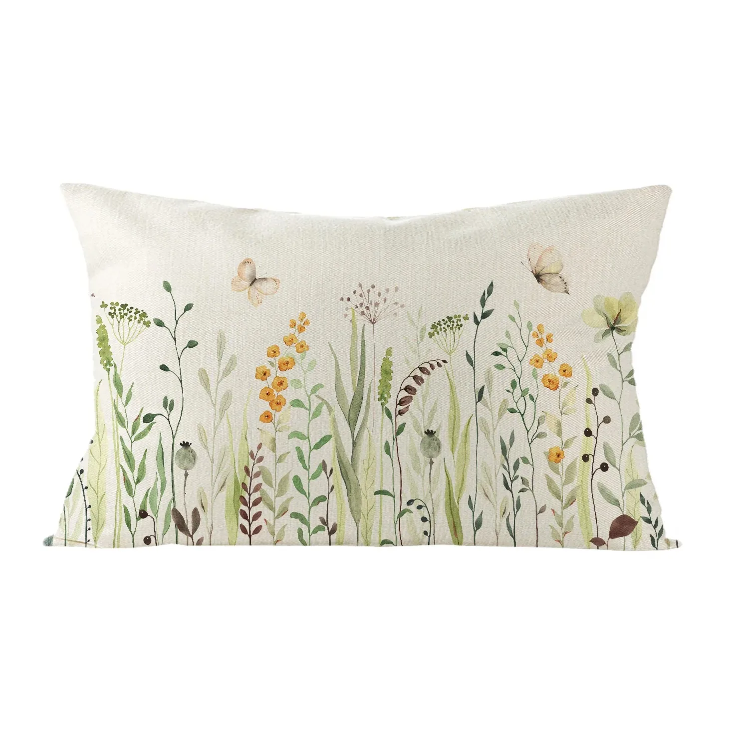 Rectangular Floral Plant Print Cushion Cover Sofa Chair Car Pillow Cover Decorative Sofa