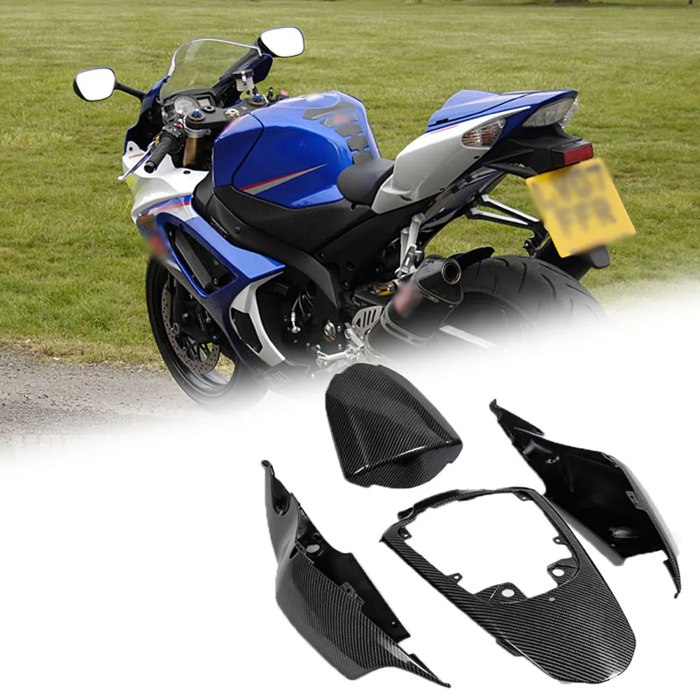 For Suzuki GSX-R1000 GSXR1000 2007-2008 K7 K8 Carbon Fiber Pattern Rear Side Tail Seat Fairing Set Complete Rear Cowl Panel Kit