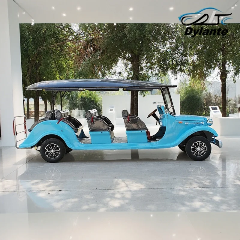 New Comfortable Luxury Electric Vintage Classic Car 11 14 Seater Lithium Battery Powered Antique Sightseeing Electric Golf Cart