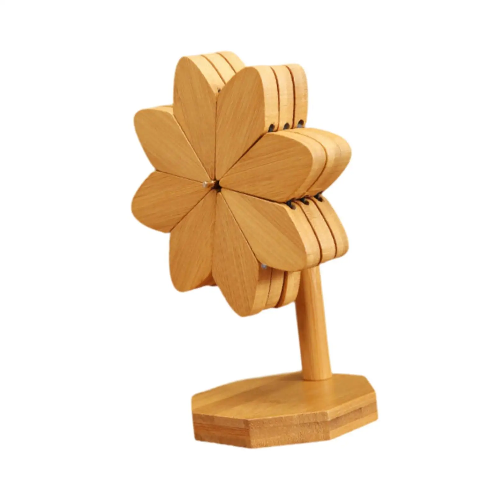Wooden Drink Coaster Windmill Shape Table Mat Bamboo Hot Pot Holder for Family Gatherings
