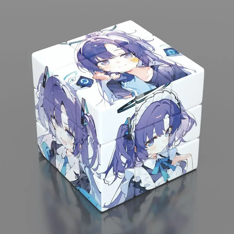 Anime Blue Archive The Animation Hayase Yuuka Cosplay 3-step Puzzle Magic Cube Cartoon Magics Square Xmas birthday Gift