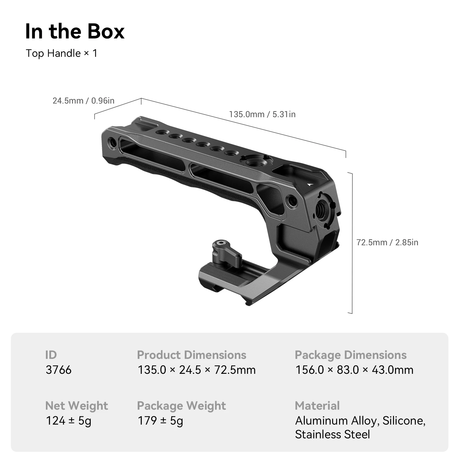 SmallRig NATO Top Handle Lite voor Sony voor Canon voor Nikon voor DSLR Camerakooi, met Cold Shoe Universele draagbare handgreep -3766