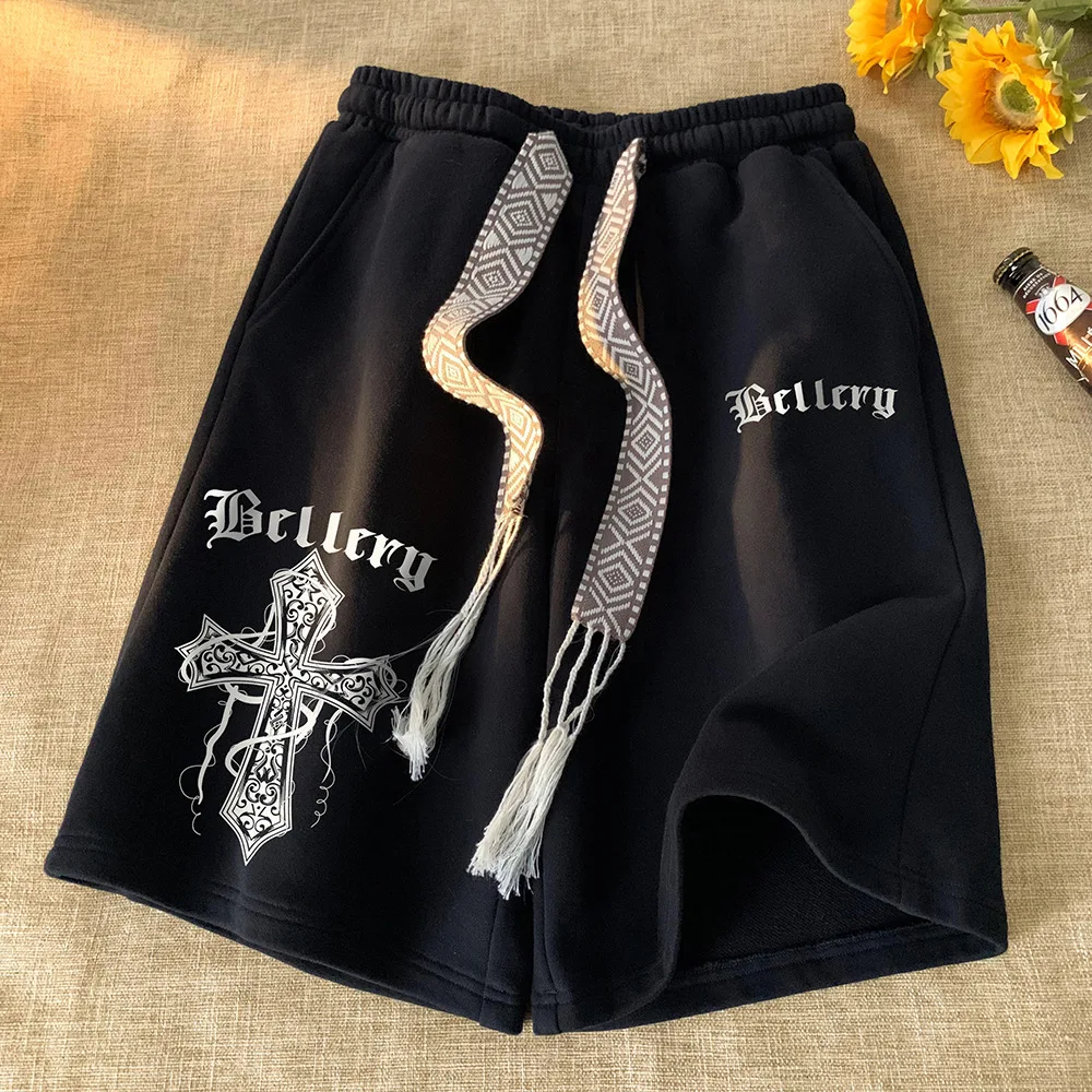 American Vintage Casual Shorts Men's Summer Thin Loose Fit Sports Basketball High Street Fashion Capris