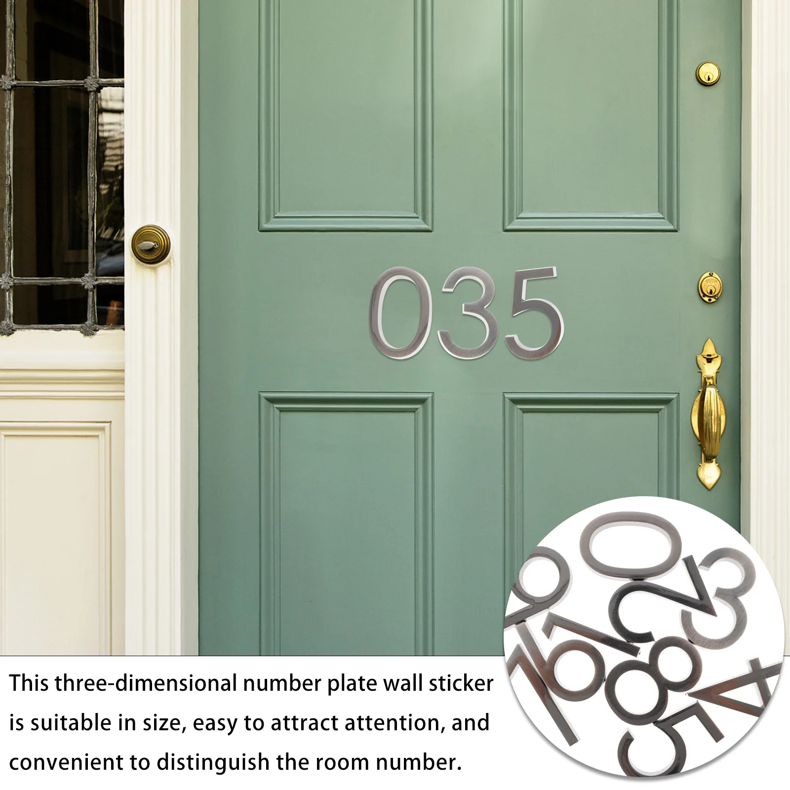 

20Pcs 3D House Number Stickers Resin Durable Strong Electroplating Self-Adhesive Mailbox Door Window Sign 3D House Number