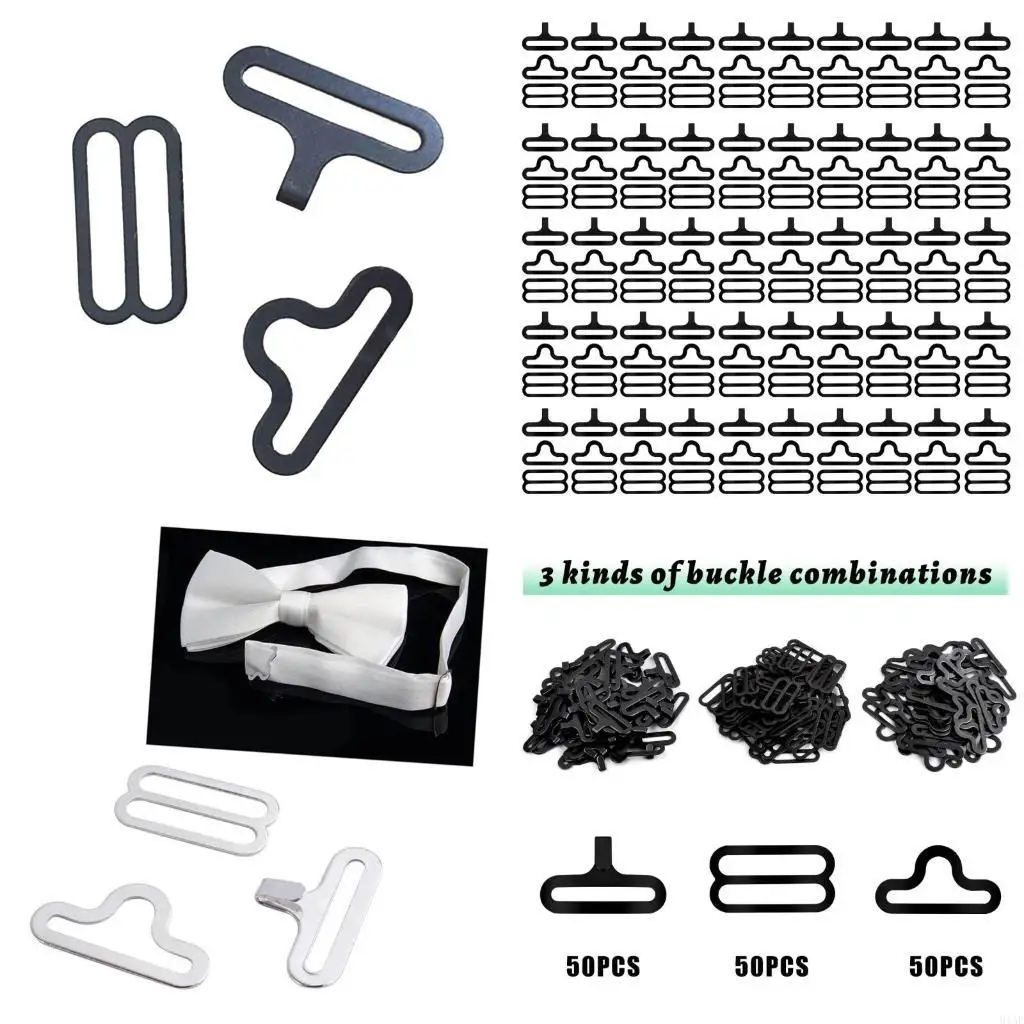 91AF 50 Pcs Bow Tie Cravat Clips Fasteners Bra Strap Buckles Webbing Connector Hook