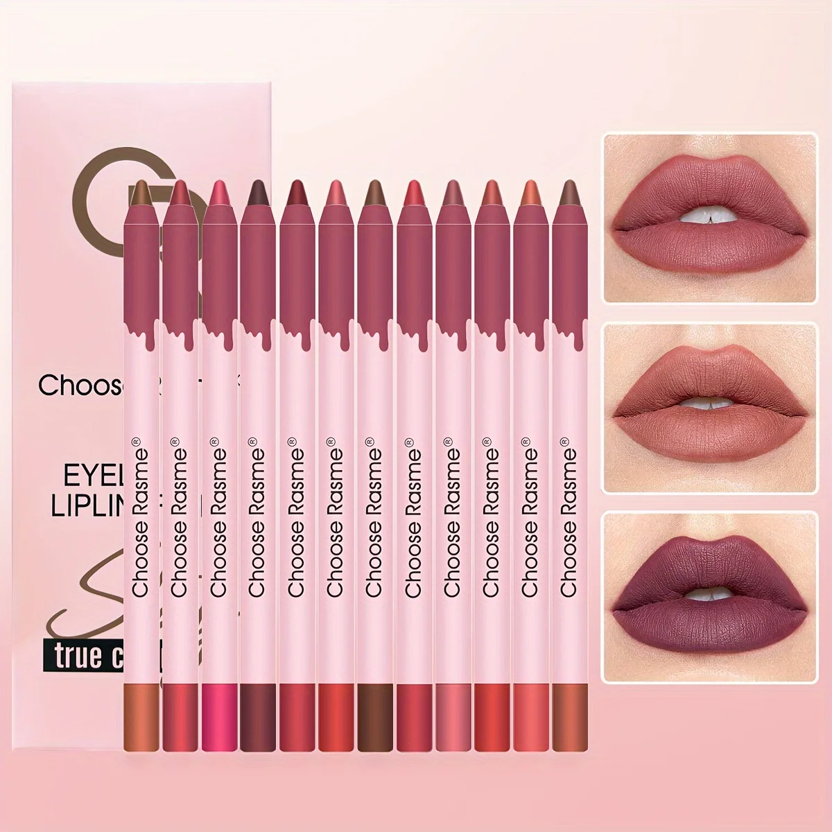 12 kolorów / pudełko Zestaw matowych kredek do ust Wodoodporny, długotrwały, nude, czerwony kredka do konturowania ust Sexy Rose Pink Lipstick Tint Makeup