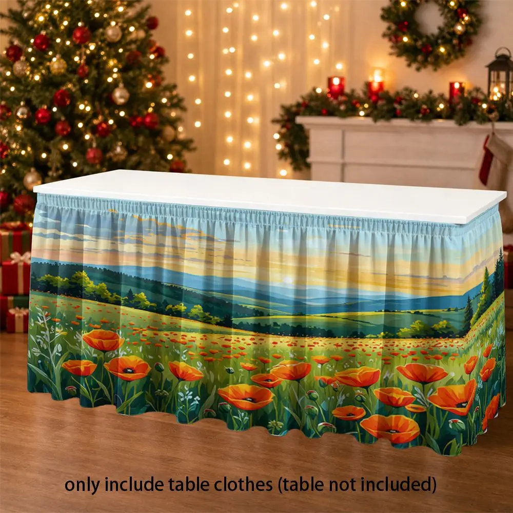 Two-dimensional flat patterned, Bohemian style party table skirtxzj