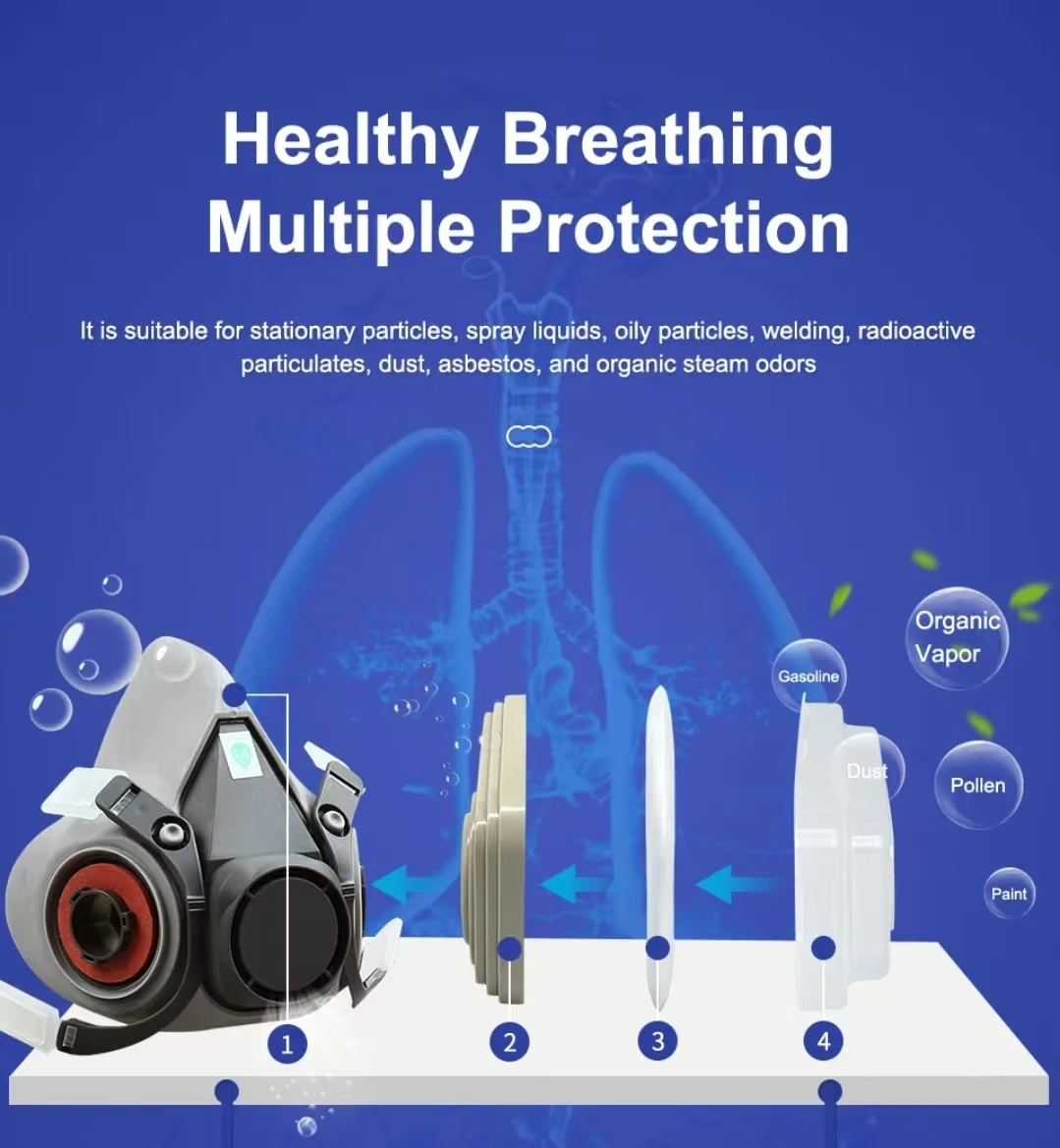 6200 Half Face Mask  With 306 Filter Adapter,Upgraded Design Vs Traditional 6001CN,Against Dust, Organic Vapors