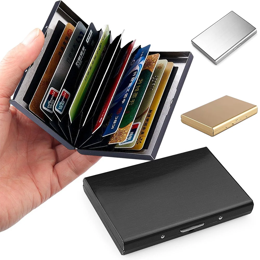 Card Holder Men Blocking Aluminum Metal Slim Wallet Money Bag Anti-scan Credit Card Holder Purses Thin ID Card Case for Business