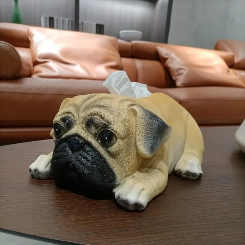 Creative Cartoon Dog Tissue Box Resin Handicraft Desk Storage Paper Towel Holder Napkin Holder Home Decoraction Luxury