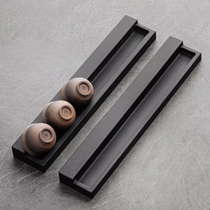 Wujin Stone Gongfu Tea Set Rack with Cup Stand Elegant Desktop Tea Accessories Organizer Dual-Use Drainage Tea Tray