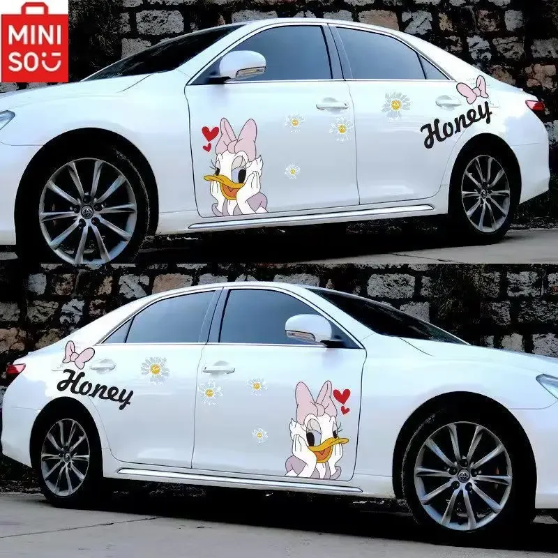 

MINISO Disney Donald Duck Car Sticker Daisy Cute Cartoon Car Body Sticker Scratch Cover Decorative Sticker Lady Car Modification