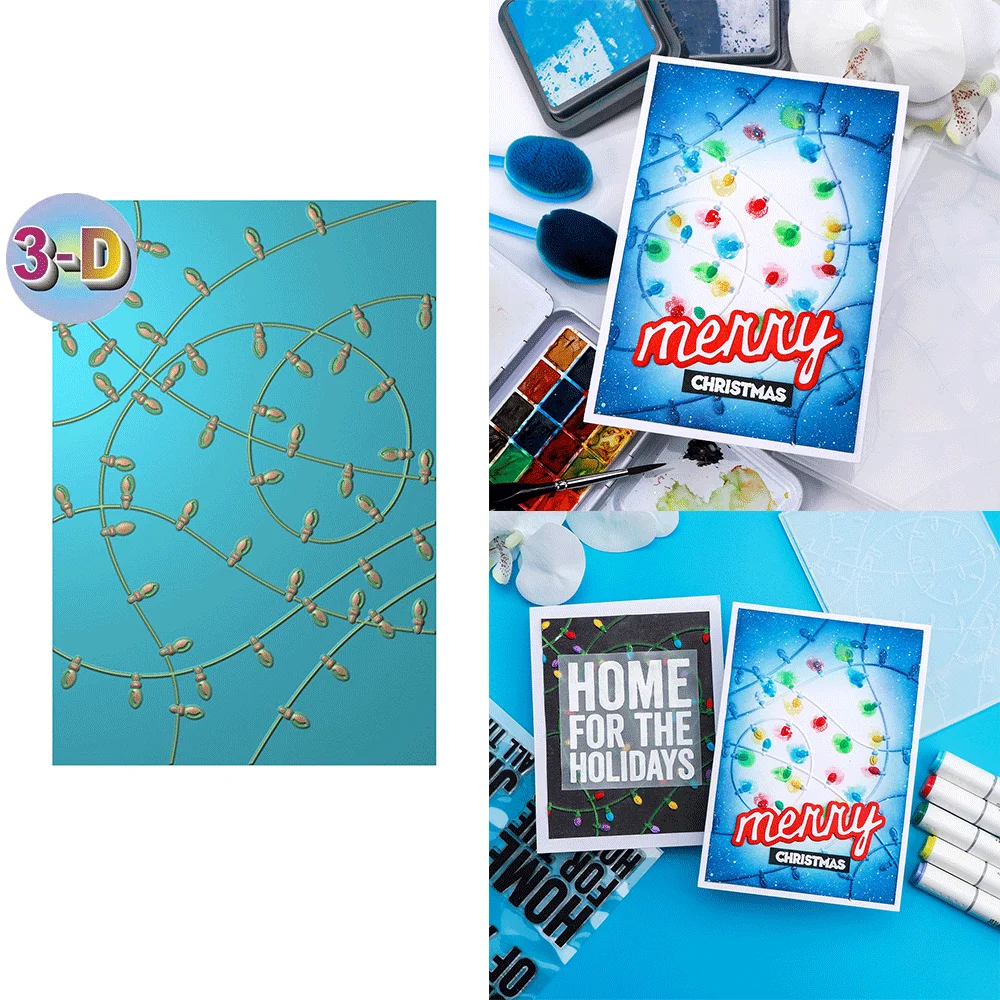 

Christmas light strips 3D Embossing Folder Texture Pattern Background DIY Scrapbook Decorative Cardboard Crafts Project Making