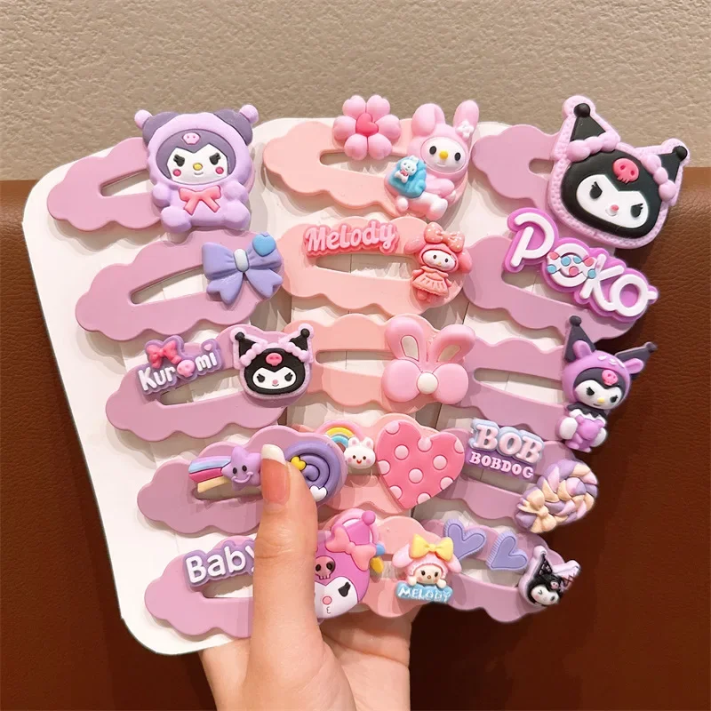 2025 nuevo Sanrio Clip de pelo para niños lindo Kuromi conjunto de rizador de pelo de dibujos animados dulce belleza accesorios para el cabello con Clip de nube para niños