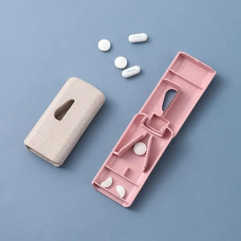 Mini Useful Portable Medicine Pills Holder Tablet Cutter Splitter Pills Case Storage Box Pills Tablet Pills Cutter Divider
