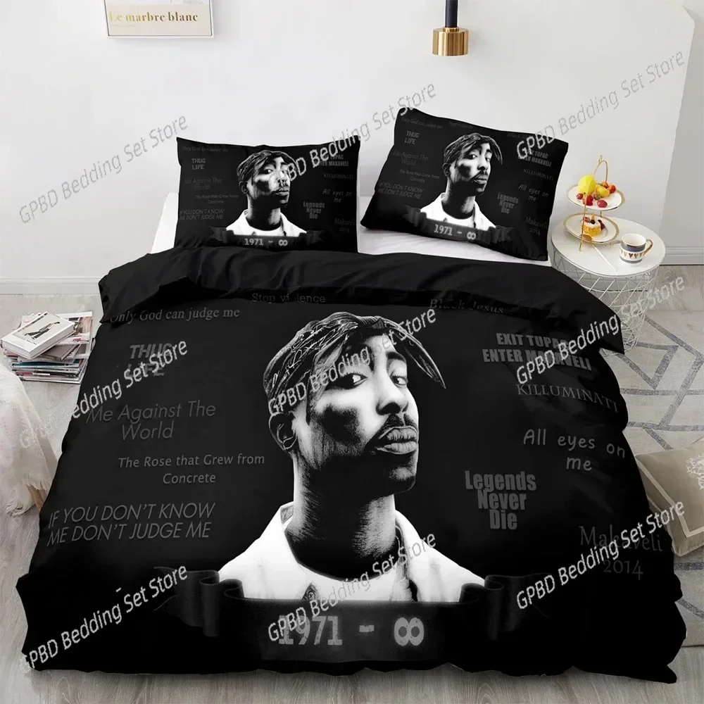 3D Print Tupac Shakur Rapper 2Pac 3D Bedding Set Duvet Cover Pillowcases Single Twin Full Queen King Size Home Decor Quilt Boys