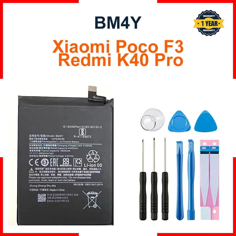 100% High capacity New 4520mAh BM4Y Battery For Xiaomi Poco F3 Redmi K40 Pro K40 Pro Batteries Bateria+Tools Free