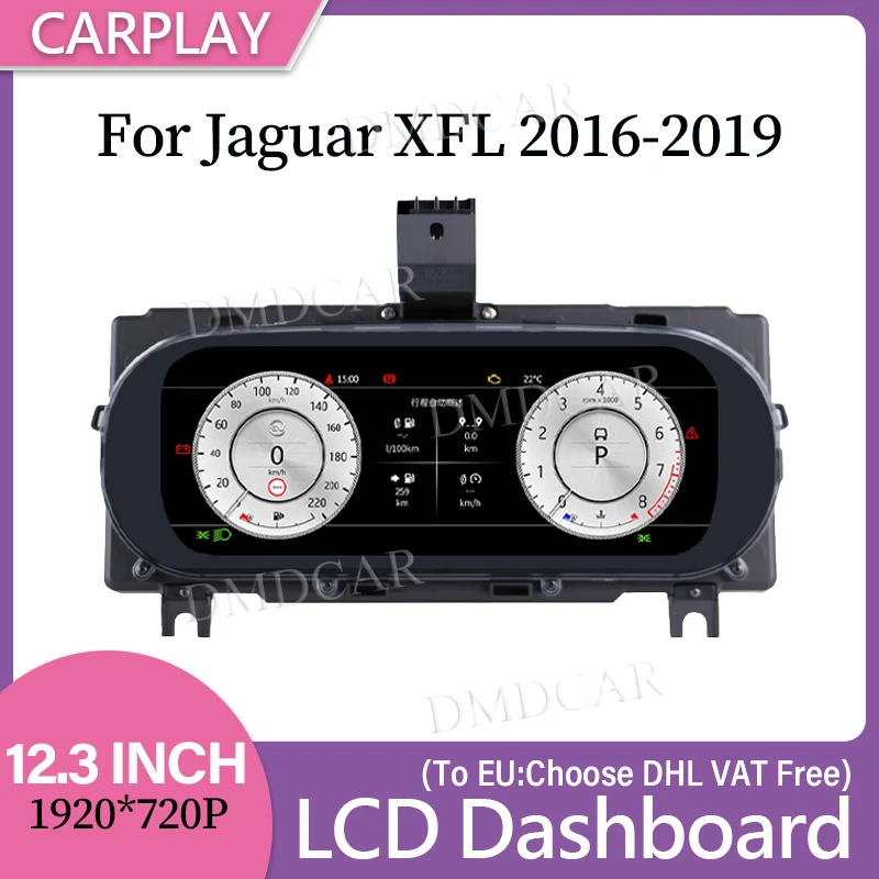 

Wireless Carplay 12.3 Inch Digital Cluster LCD Dashboard for Jaguar XFL 2016-2019 Navigation Odometer Speedometer