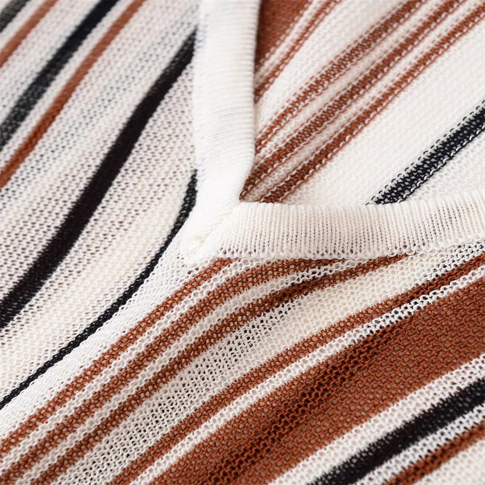 Pull tricoté à manches longues et col en v pour femme, nouveau tempérament décontracté, mélange de lin simple