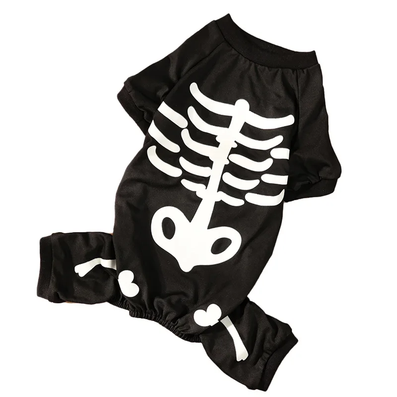 Halloween Skeleton Pet Costume Luminous Skull Dog Clothes Pullover Hoodies Four Legged Dog Jumpsuit for Small Dogs Cats