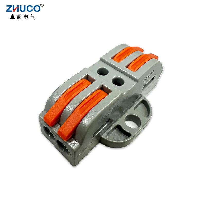 2pcs PCT-223-2P 32A Copper Construction Eectrician Terminal 2 In 2 Out Fast Fixed Wiring Terminal 0.5-4mm2 Cable Connector