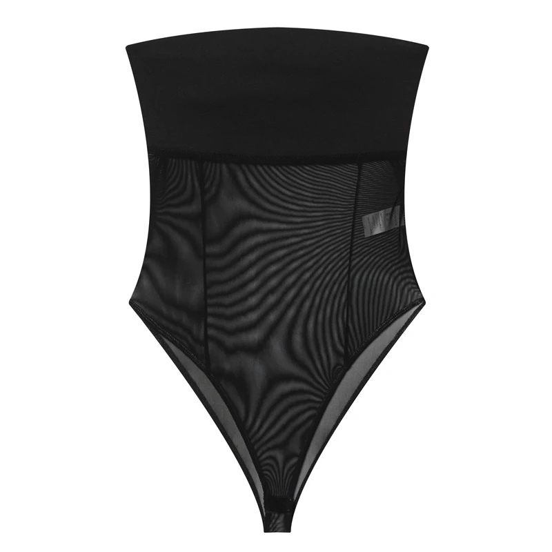 Women's Bodysuit Black Strapless Transparent Mesh Bodysuit Women Sexy Sheer Corset Tube Top 2026 New Ladies Club Party Bodysuit view 6