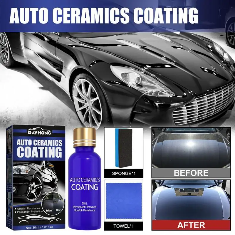 9H Car Liquid Ceramic Coat Super Hydrophobic Glass Coating Set Anti-scratch Car Polish Sealant 30ML Mirror Paint Protection