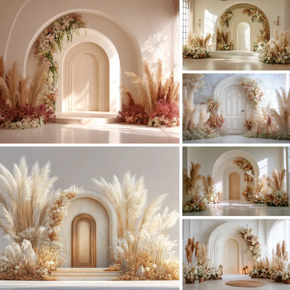 Photography Background Boho Pampa Floral Arch Adult Birthday Wedding Maternity Art Portrait Decor Backdrop Photo Studio