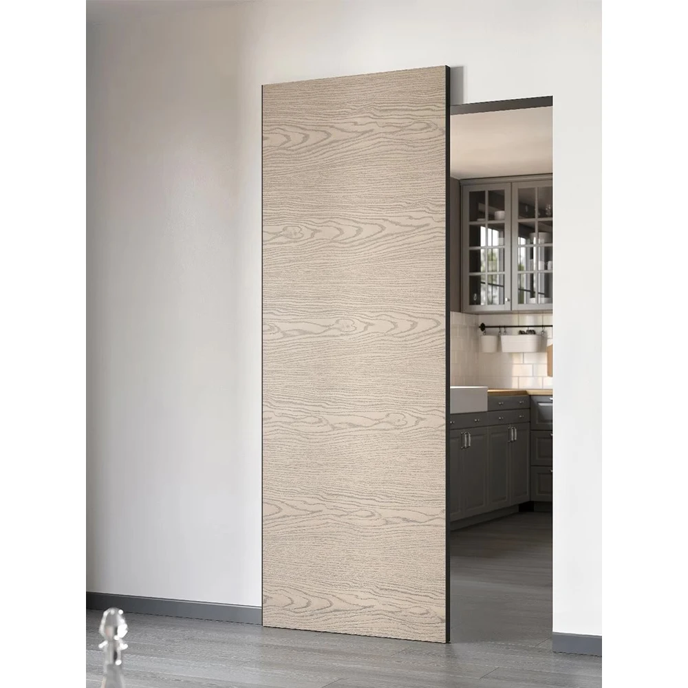 Modern Invisible Ghost Door Kit - Trackless Soft Close Sliding Hardware for Interior Bedroom, Frameless Wood Pocket Style