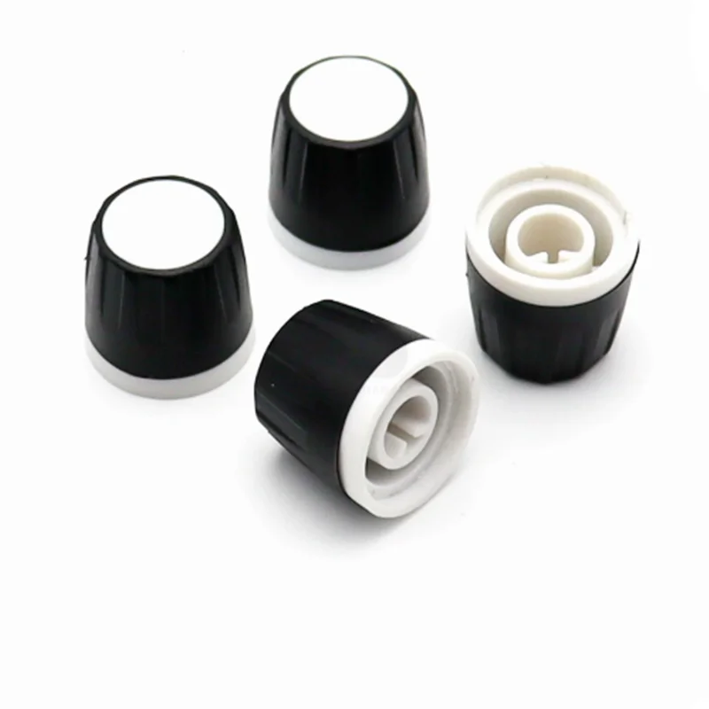 10PCS 16×15MM half shaft Black and white rubber knob potentiometer rotary encoder volume switch knob suitable for D axis 6MM