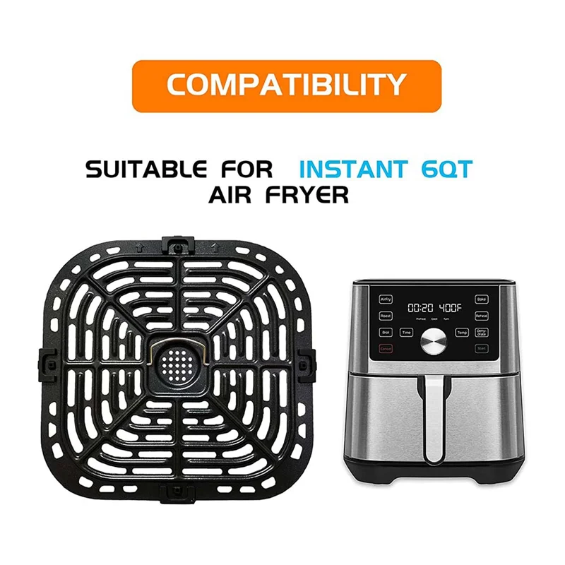 Air Fryer แผ่นย่างสําหรับ Instants Vortex Plus 6QT Air Fryers, อัพเกรด Square Grill Pan ถาดเปลี่ยนชิ้นส่วน