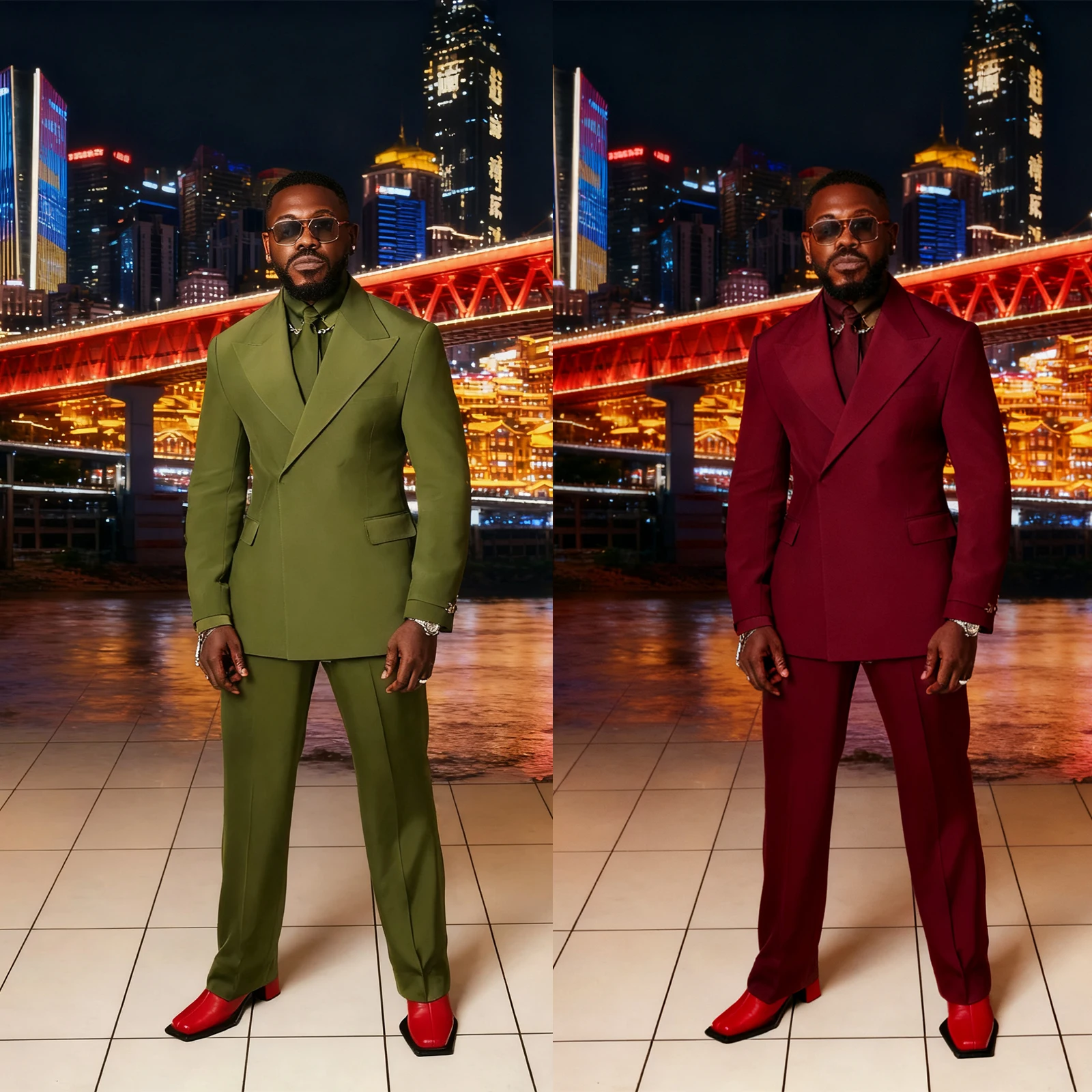 

Vintage Green Men Groom Suits 2 Pieces Plus Size Formal Suits Blazer & Pants Customized Evening Party Prom Homme Costume