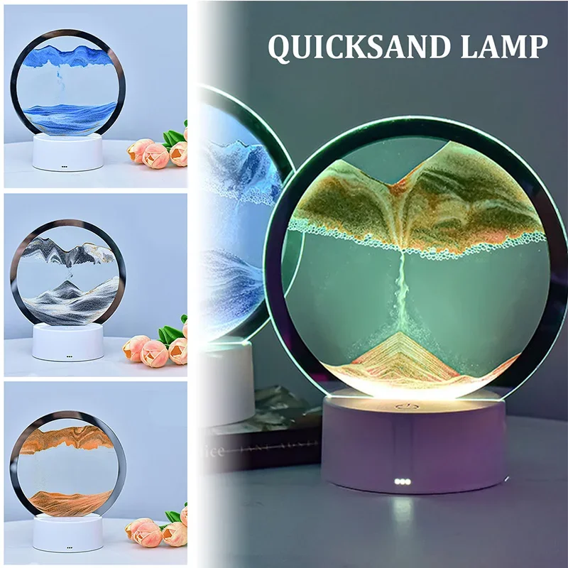 

3D16 color mobile sand art frame LED sand view light, hourglass night light, deep-sea landscape display with remote control