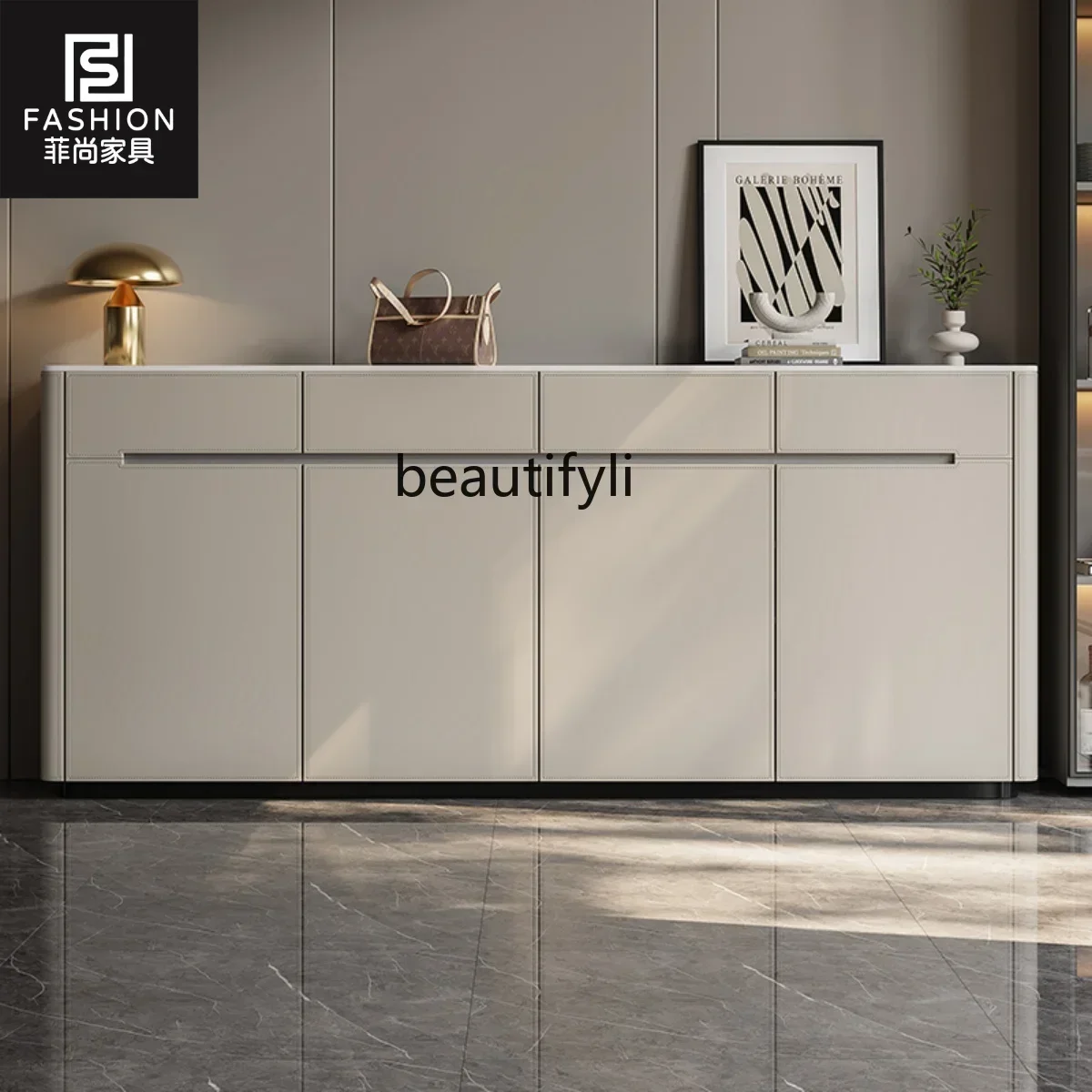 

ss C New Italian minimalist shoe cabinet modern foyer solid wood partition cabinet saddle leather large capacity shoe cabinetC55