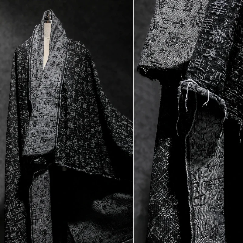 

Cotton Black and White Hundred Family Surnames Cowboy Double Sided Color Three Dimensional Texture Coat Creative Clothing Fabric