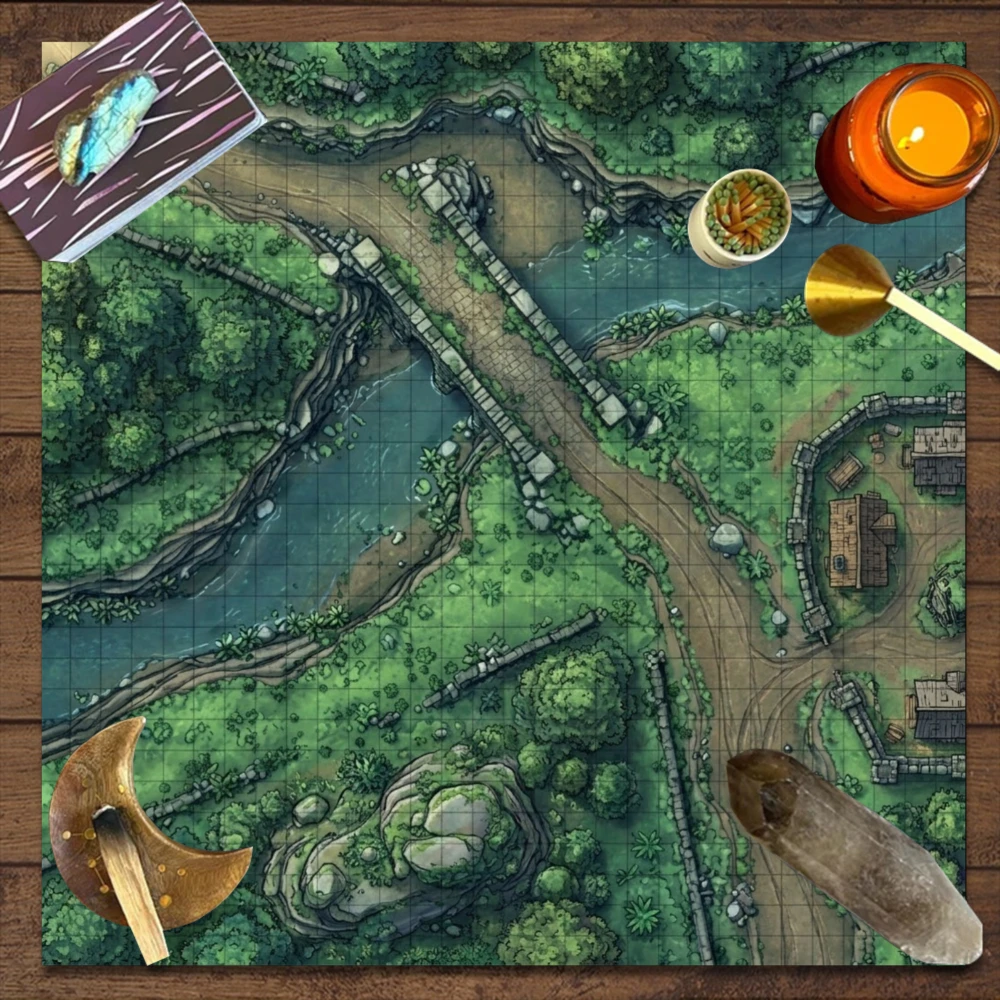 Tarot Cloth Small Tarot Cloth Three Card Spread 1Pcs 2D printing send a tablecloth, retro fantasy board game style, forest