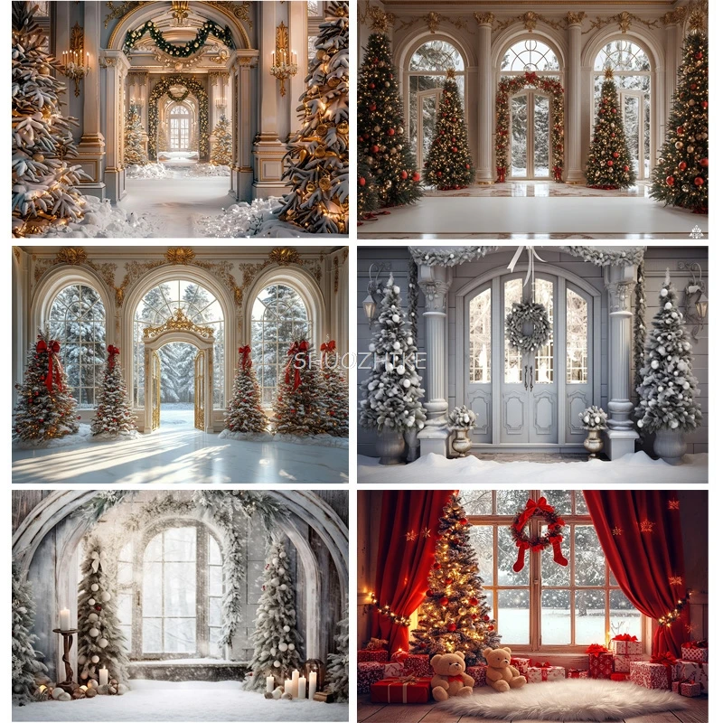 

New Year Christmas Day Digital Photography Backdrop Prop Fireplace Winter Living Room Gift Holiday Photo Studio Background RS-21