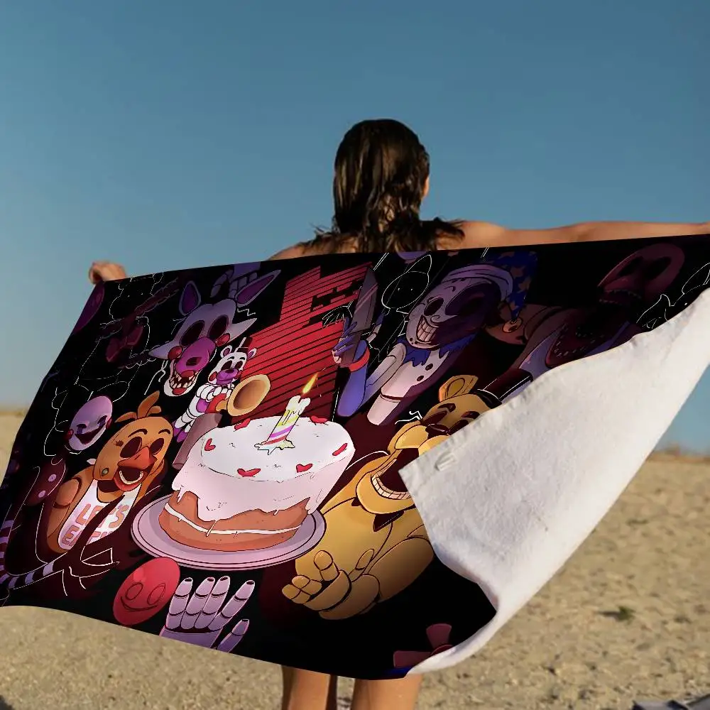 F-FNAF Five-nights-At-Freddys Microfiber Blanket Quick Drying Beach Towels Oversized Printing Super Absorbent Pool Towel Blanket