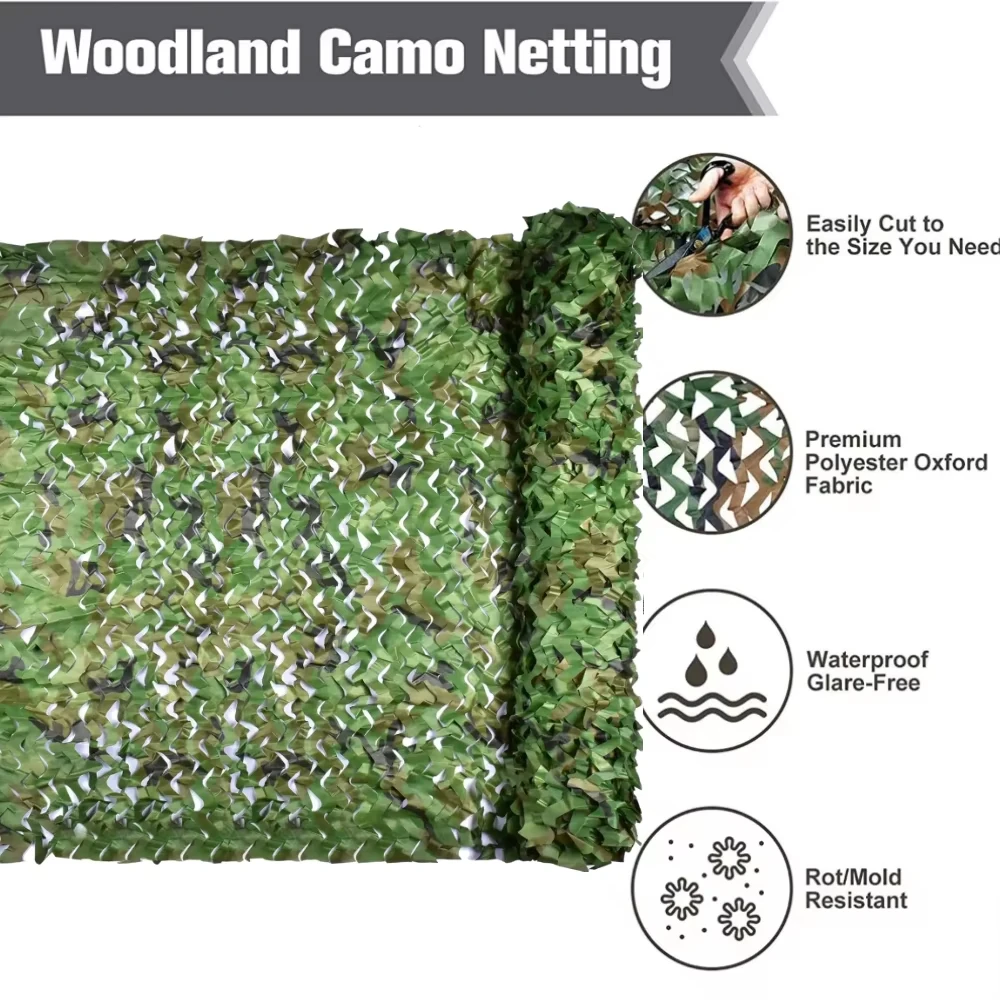 Woodland Camouflage Camo Army Net Camo Leaves Cover Hunting Hide Netting for Camping Shooting Birthday MilitaryTheme Party Decor