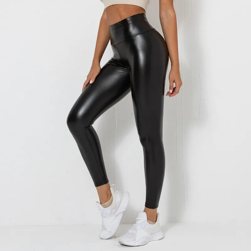 Leather Pants Bottoms Street Clothing Ladies Sexy Slim Hip Hip-fit Flared Pants Female Y2k Clothes Shiny High-waist Flared Pants