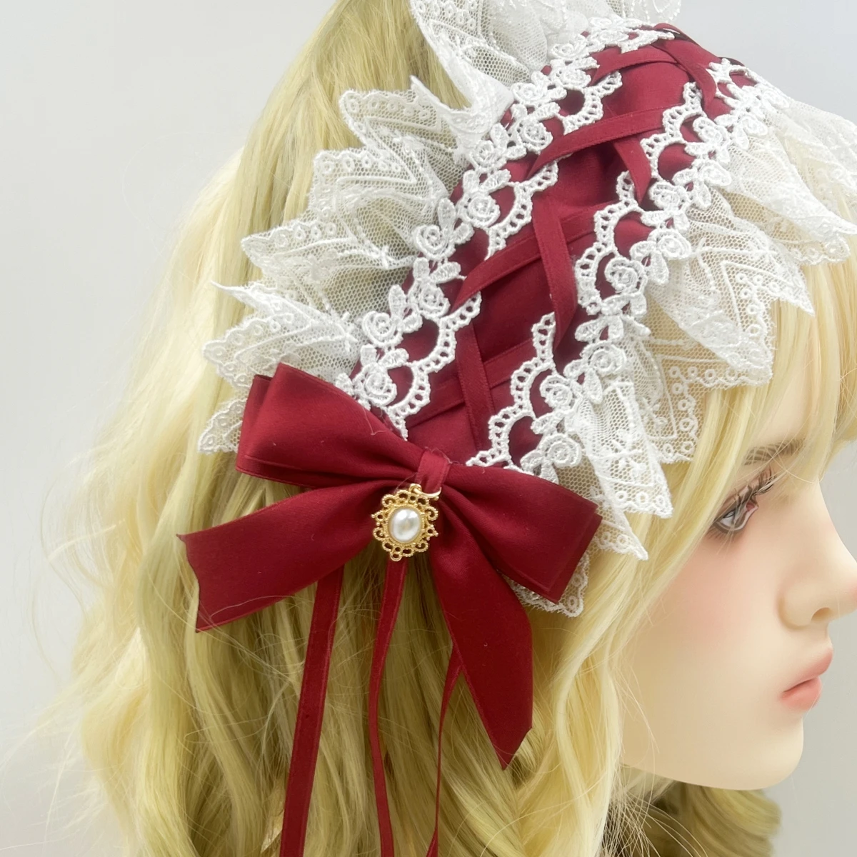 Gothic Lolita Headband Lace Cotton Vivid Color Hair Accessories for Cosplay MORIKO | Solid colored head accessories are a MUST! These  main image 4