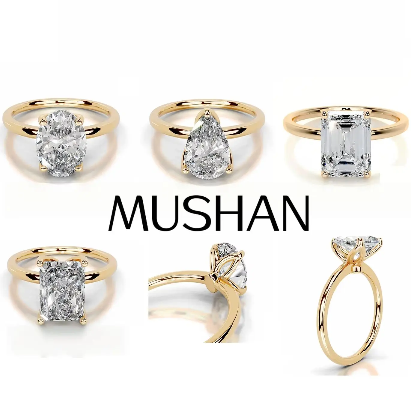 

MUSHAN Bespoke Luxury Jewelry 925 Sterling Silver Ring Band GRA 2ct Moissanite Rings 18K Gold Plated MST Patent Fine Jewelry
