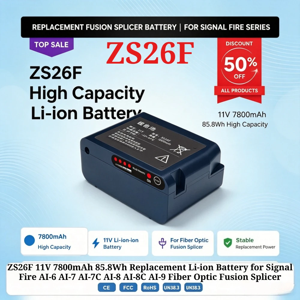 ZS26F 11V 7800mAh 85.8Wh Replacement Li-ion Battery for Signal Fire AI-6 AI-7 AI-7C AI-8 AI-8C AI-9 Fiber Optic Fusion Splicer
