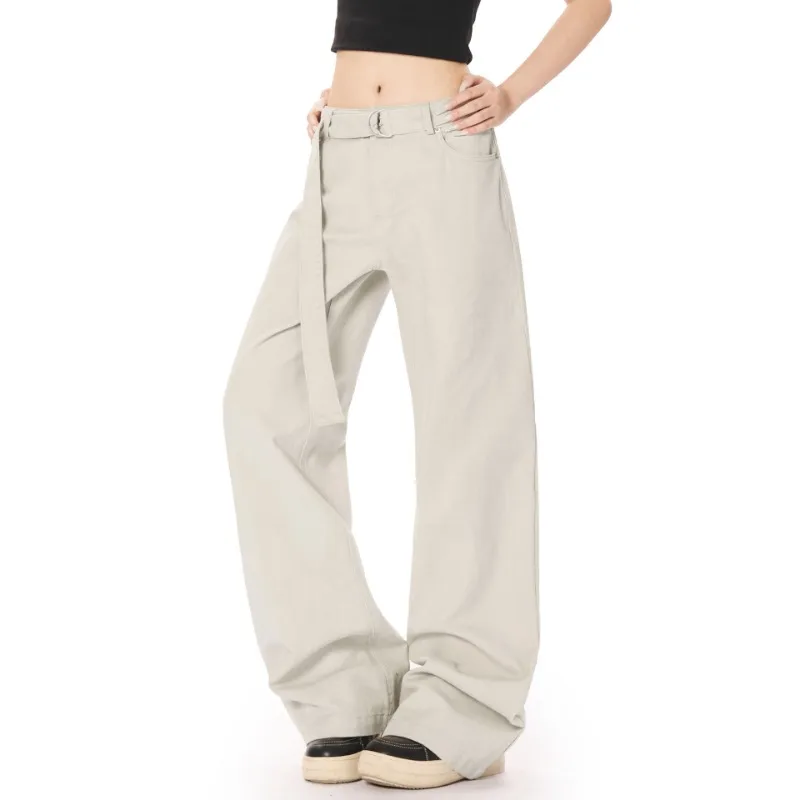OR FL American High Street Self-cultivation Begins 100 Cotton Women Cargo Trousers Trendy Brand Baggy Vibe Y2k Wide Leg Pants