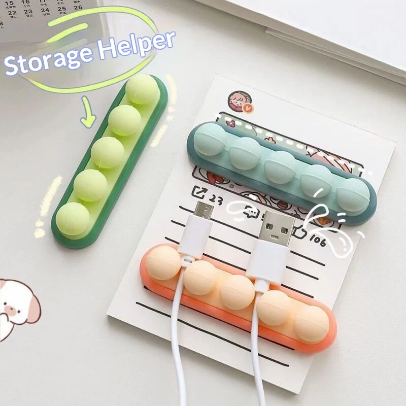 Cable Management Organizer Silicone Self-Adhesive Desktop Cord Winder for Data USB Charger Wire Organizer Hub for Office Home
