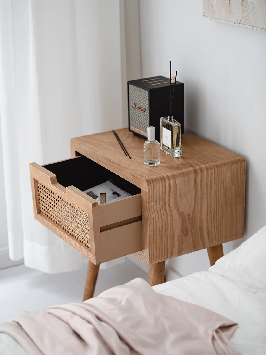 Luxury Rattan Nightstands Comfortable With Bedroom Drawers Storage Cabinet Nordic Home Furniture Bedroom Side Bedside Table