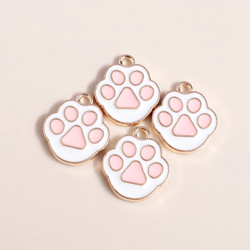 

20pcs 15x17mm Cute Enamel Paw Footprint Charms Pendants for Jewelry Making Earrings Necklaces Bracelets DIY Crafts Accessories